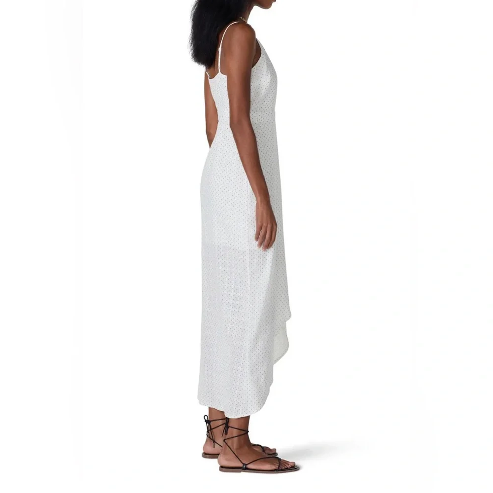 NWT Revolve Line+ Dot Lillie Wrap MIDI in White w/ Gray polka dots - XS - Picture 2 of 12